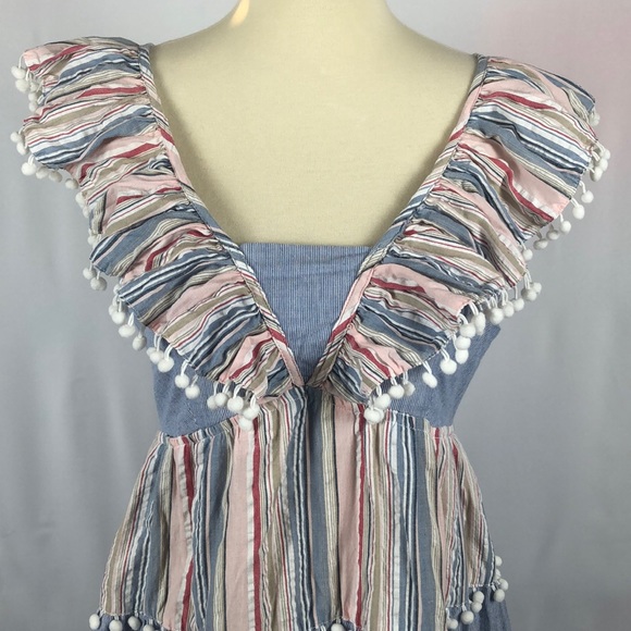 Romeo + Juliet Couture Cute Blue and White Ruffle Fringe Dress - Size Small - Picture 3 of 14